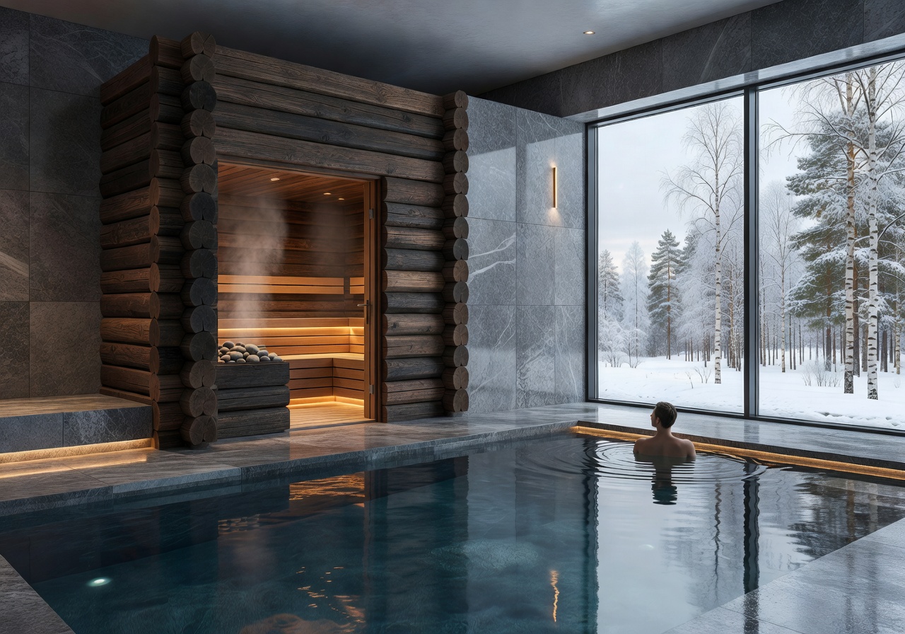 Finnish luxury spa with sauna and relaxation pool