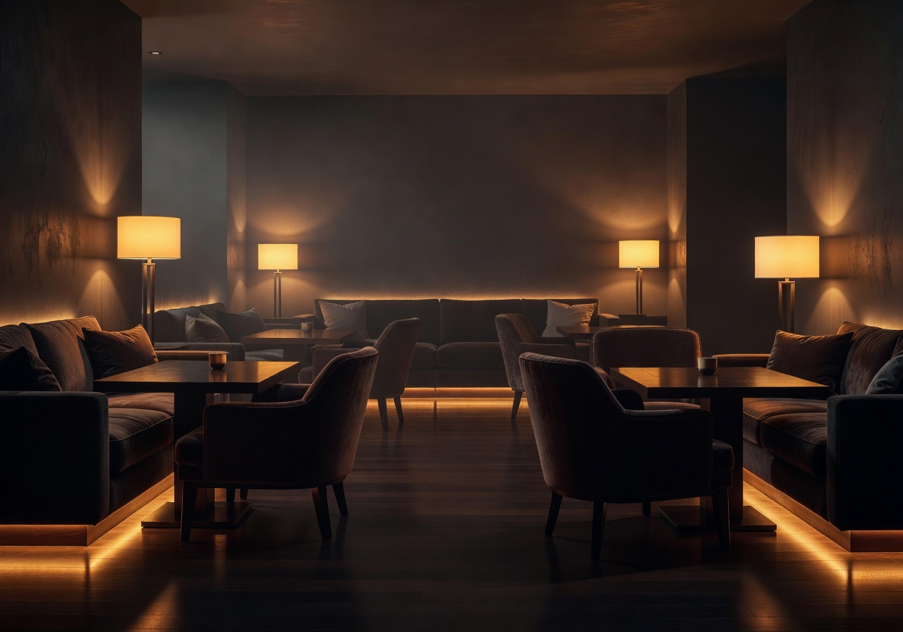 Night Lounge with ambient lighting